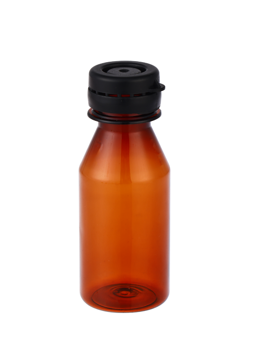 30-60ml PET Nâu trong suốt Nắp chụp lỏng Chai tròn lỏng