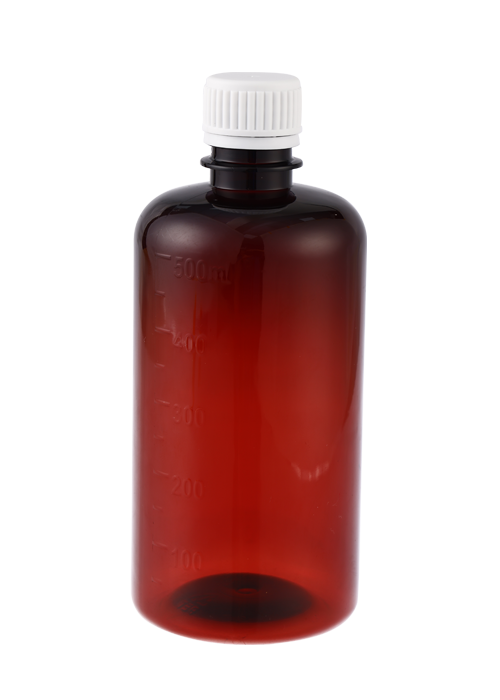 60-500ml xi-rô ho PET chai màu nâu sương mù mạnh mẽ với cốc đo PP